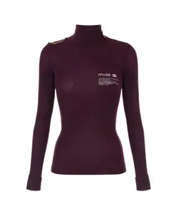 Стильный вязаный свитер с высоким воротником Elisabetta Franchi, фиолетовый