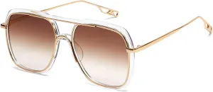 Модные треугольные солнцезащитные очки для женщин и мужчин, ретро-квадратные солнцезащитные очки Melrose, Brown