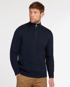 Мужской хлопковый свитер с полумолнией Barbour, темно-синий