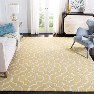 Ковер SAFAVIEH, 214 x 214 см, Chatham Collection, Light Gold & Ivory, ручной работы, геометрический узор, шерсть, подходит для помещений с высокой проходимостью в гостиной, спальне (CHT736L)