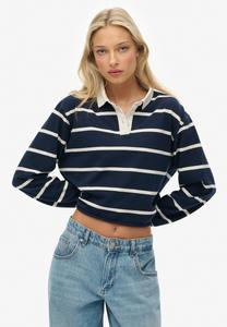 Поло Superdry & Co ATHLETIC ESSENTIALS CROPPED STRIPE RUGBY , Richest Navy Ecru Stripe/Blue
