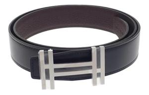 Однотонный гладкий ременной пряжки кожаный пояс мужской Ширина: 3,2 см HERMES