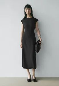 Струящееся повседневное платье с короткими рукавами Massimo Dutti, Black