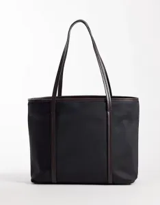 Черная нейлоновая сумка-тоут с контрастными ремешками ASOS DESIGN