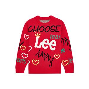 Свитер с круглым вырезом утолщенный для школьников Lee, raffia crimson