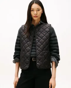 Женский стеганый жилет с ромбовидной стежкой и круглым вырезом Tommy Hilfiger, черный