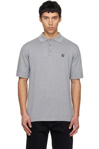 Balmain Серая хлопковая рубашка поло с вышивкой