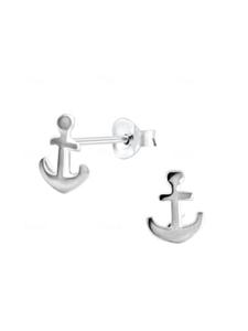 Alexander York Серьги-гвоздики в виде якоря из серебра 925 пробы, комплект из 2 штук