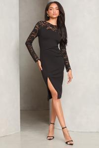 Платье миди с кружевным миксом Lipsy, черный