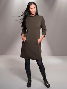 Heine Трикотажное платье темно-бежевого цвета с черным узором