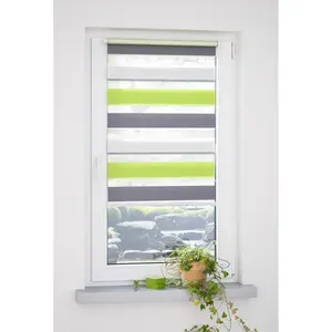 Рулонная штора трехцветная защита от света без сверления Liedeco, зеленый/серый/белый