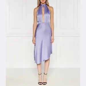 Атласное платье Elisabetta Franchi, фиолетовый