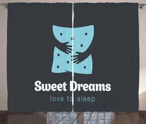 Штора ABAKUHAUS Sweet Dreams в деревенском стиле, облегающая подушка, присборенная штора из тесьмы для спальни с петлями и крючками, 280 x 245 см, цвет антрацитово-серый, светло-голубой Abakuhaus
