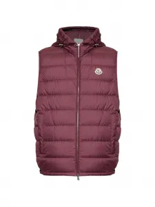 Стеганый жилет с капюшоном Moncler, красный
