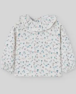 Детская блузка с принтом из коллекции «Грибочки» PAZ Rodríguez, светло-бежевый