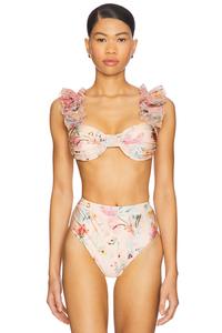 Бикини-топ с рукавами "бабочка" и узором в виде лилий Patbo, orange