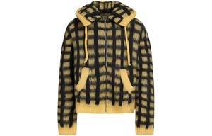 Клетчатая худи на молнии с вязаным узором MARNI, желтый