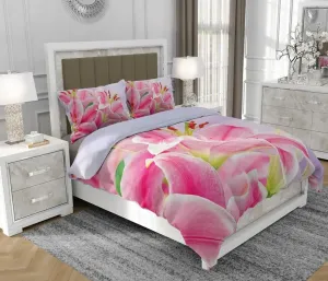 Постельное белье 160x200 см + 2x70x80 см, комплект из 3 предметов, 100% хлопок, сатин, молния, цветочный рисунок, розовый - | So.0017 SOVIO