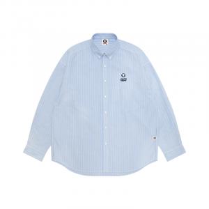 Рубашка A Bathing APE с вышитым полосатым логотипом Aape, синий