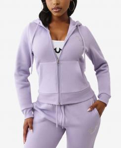 Женская толстовка с капюшоном на молнии с кристаллами True Religion, Heirloom Lilac