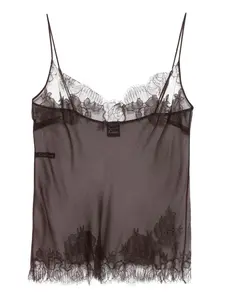 Топ на бретелях из органзы Carine Gilson, коричневый
