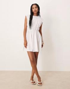 Мини-платье со сборками и вставками белого цвета Asos Design
