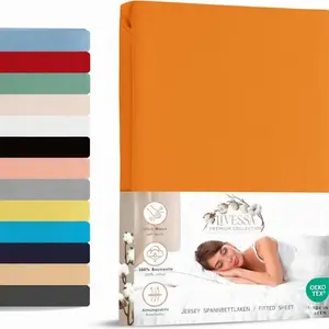 Простыня на резинке джерси 70х140 см 100% хлопок оранжевый