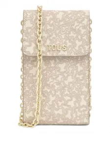 Сумка для телефона с цепочкой и логотипом Tous, бежевый