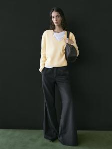 Брюки клеш в тонкую полоску Massimo Dutti, charcoal