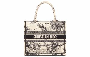 Сумка-шоппер BookTote с вышивкой, маленькая женская сумка молочно-белого цвета DIOR