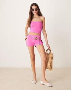 Короткие махровые шорты ASOS DESIGN розового цвета
