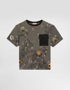 Оверсайз футболка из джерси с принтом-картой Dolce&Gabbana, мультиколор