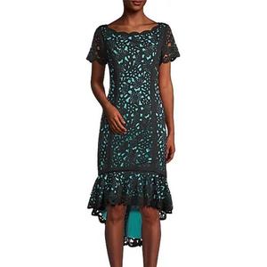 Женское платье с асимметричным подолом и лазерной резкой Focus By Shani, цвет black mint