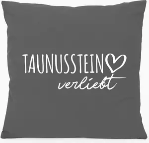 Подушка для дивана Huuraa Taunusstein in Love Gift 40x40 см с наполнителем из хлопка стального серого цвета Taunusstein Souvenir Hellweg Druckerei