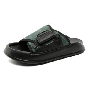 V ZERO FIVE Мужские противоскользящие тапочки с резиновой подошвой и кожаными вставками, амортизирующие, зеленые, цвет Green