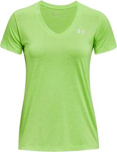 Under Armour женская футболка Tech V-Neck Twist с коротким рукавом, Quirky Lime (753)/Metallic Silver