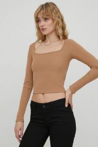 Компания Холлистер длинный рукав Hollister Co., коричневый