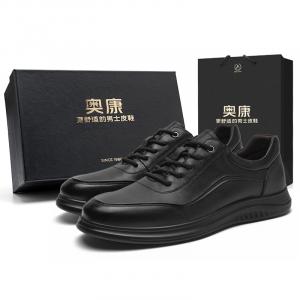 Туфли мужские черные AOKANG низкие (стандартный размер кожаной обуви)