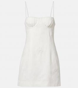 Алессандра вышитая льняная мини-юбка SIR, слоновая кость