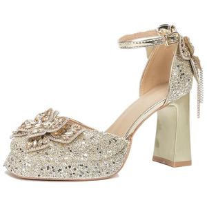 City camel Женские туфли на платформе с массивным каблуком шампань, цвет Champagne