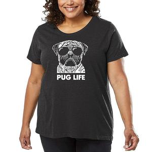 Футболка с принтом Pug Life для женщин plus size La Pop Art, Grey