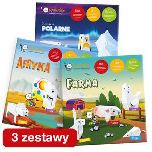 Картонные коробки - Упаковка из 3-х наборов: Творческие наборы животных из картона для сборки и росписи. Африка, Полярная и Ферменная. Kartoniaki