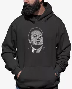 Мужская худи с принтом Elon Musk Word Art LA Pop Art, серый