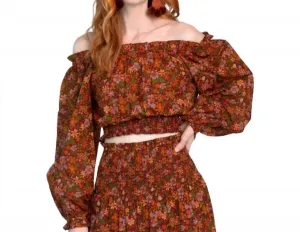 Топ с длинными рукавами Gia в цвете "Полевой цветок" (розовое дерево) Olivia James The Label