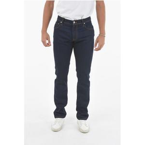 ID LUXURY DENIM Темно-выбеленные облегающие джинсы со шлевками для ремня Corneliani, Blue