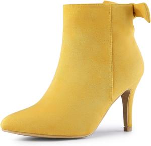 Женские ботильоны Allegra K с заостренным носком и каблуком-стилет с отделкой на щиколотке, Yellow