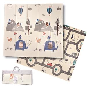 Двусторонний складной образовательный коврик из пенопласта «Лес слонов», 180 х 200 см ikonka