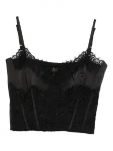 Укороченный топ с кружевной отделкой Babylone Paris, черный
