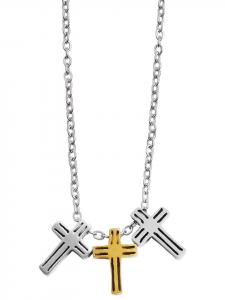Adeliás Женское ожерелье - цепочка из нержавеющей стали с крестом в виде якоря, 43 см, серебро