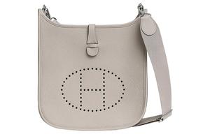 Сумка кросс-боди Evelyne Clemence Bullock из кожи, наплечная женская 8L Beton Concrete Gray/Glacier White HERMES